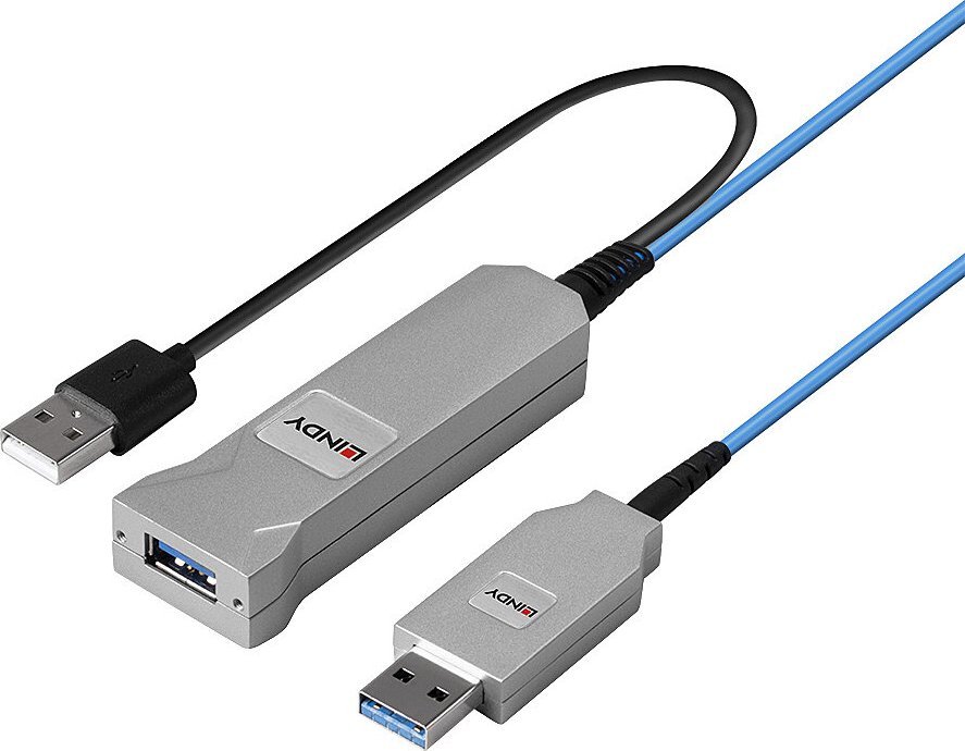 Kabllo USB Lindy 43345, USB A në 2x USB A, 30 m, blu