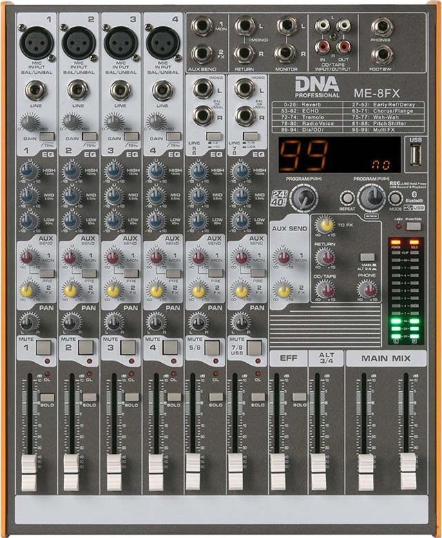 Mikser audio DNA ME-8FX, 8 kanale, USB, Bluetooth