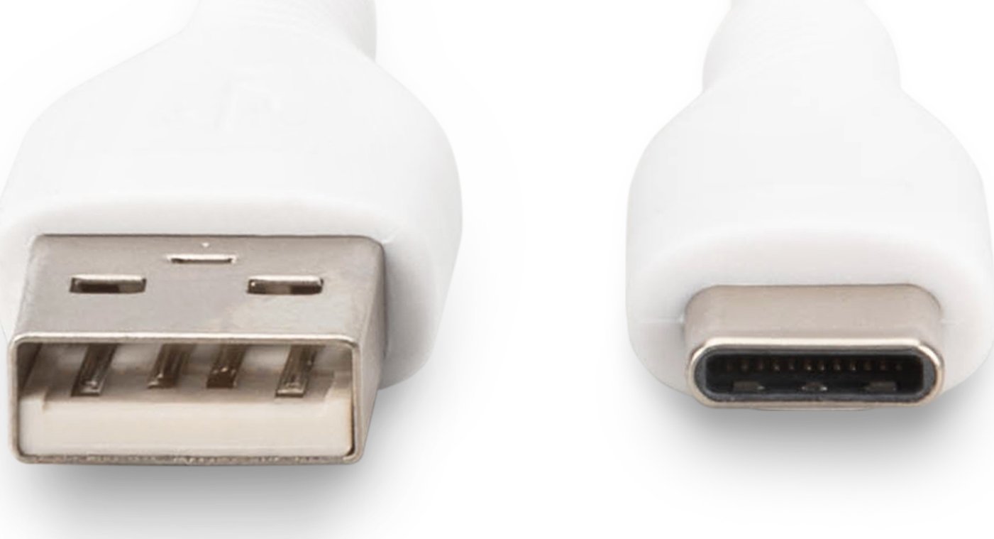 Kabllo Digitus USB C Silicone, 0.5m, 60W, e bardhë