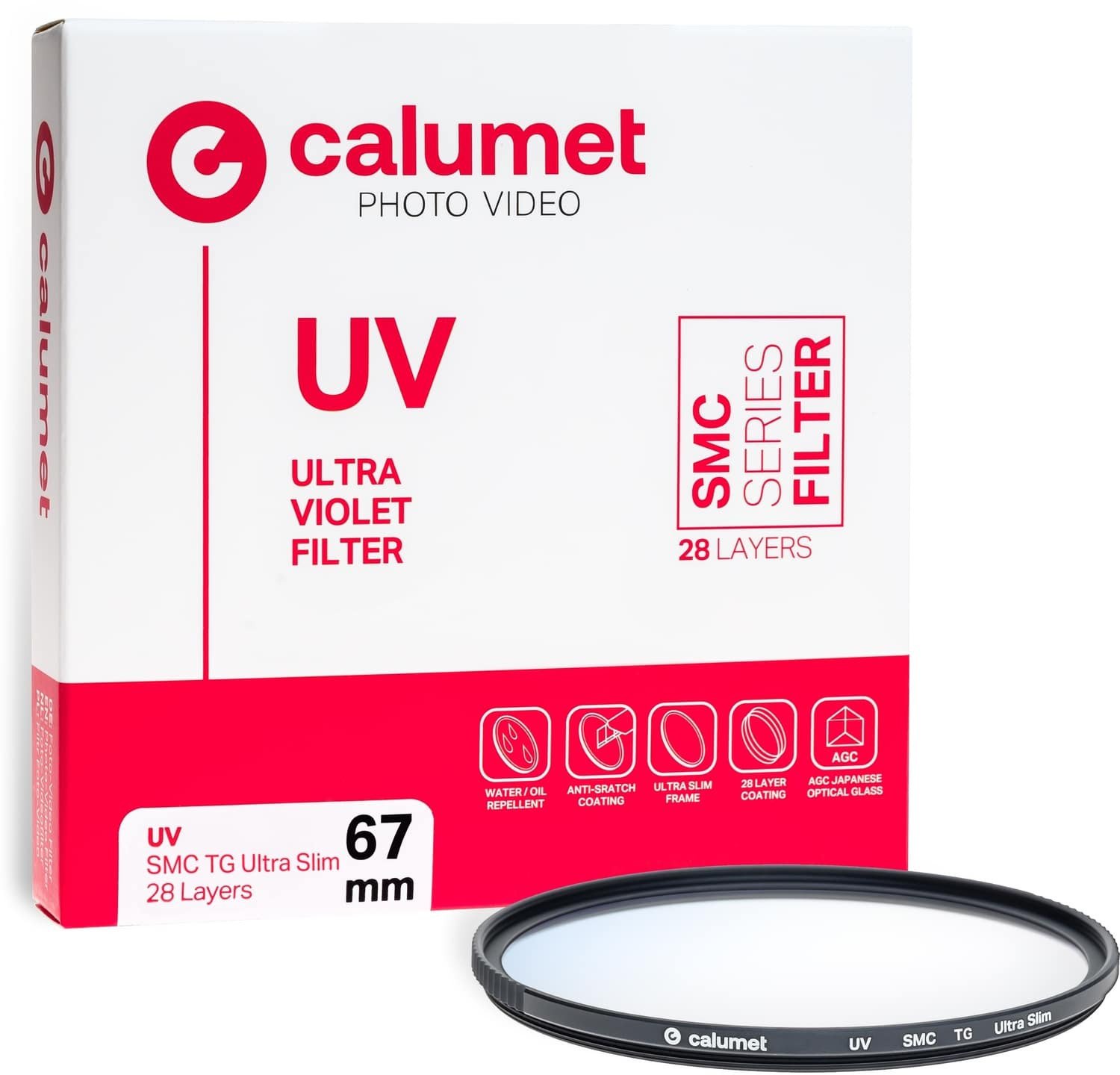 Filter UV Calumet 67mm SMC TG Ultra Slim, xham optik, kornizë alumini, i zi
