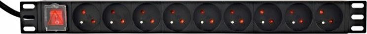 Shirit rryme Gembird PDU 9xFR, 1U, 16A, 2m, i zi