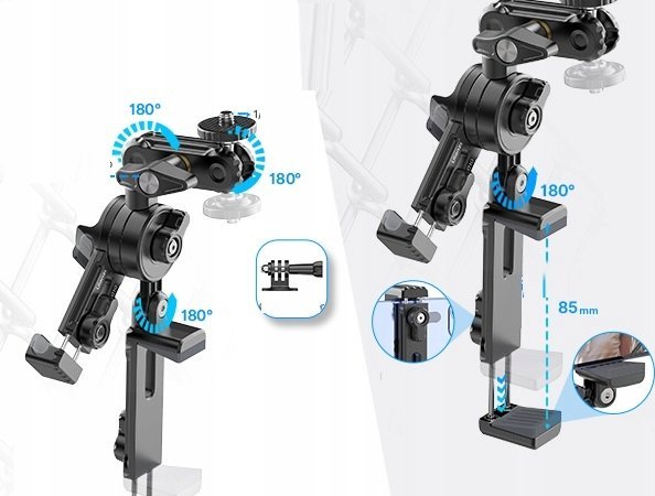 Mbajtëse Ulanzi CM010 për gardh bejsbolli, për kamera aksioni dhe telefona, e zezë