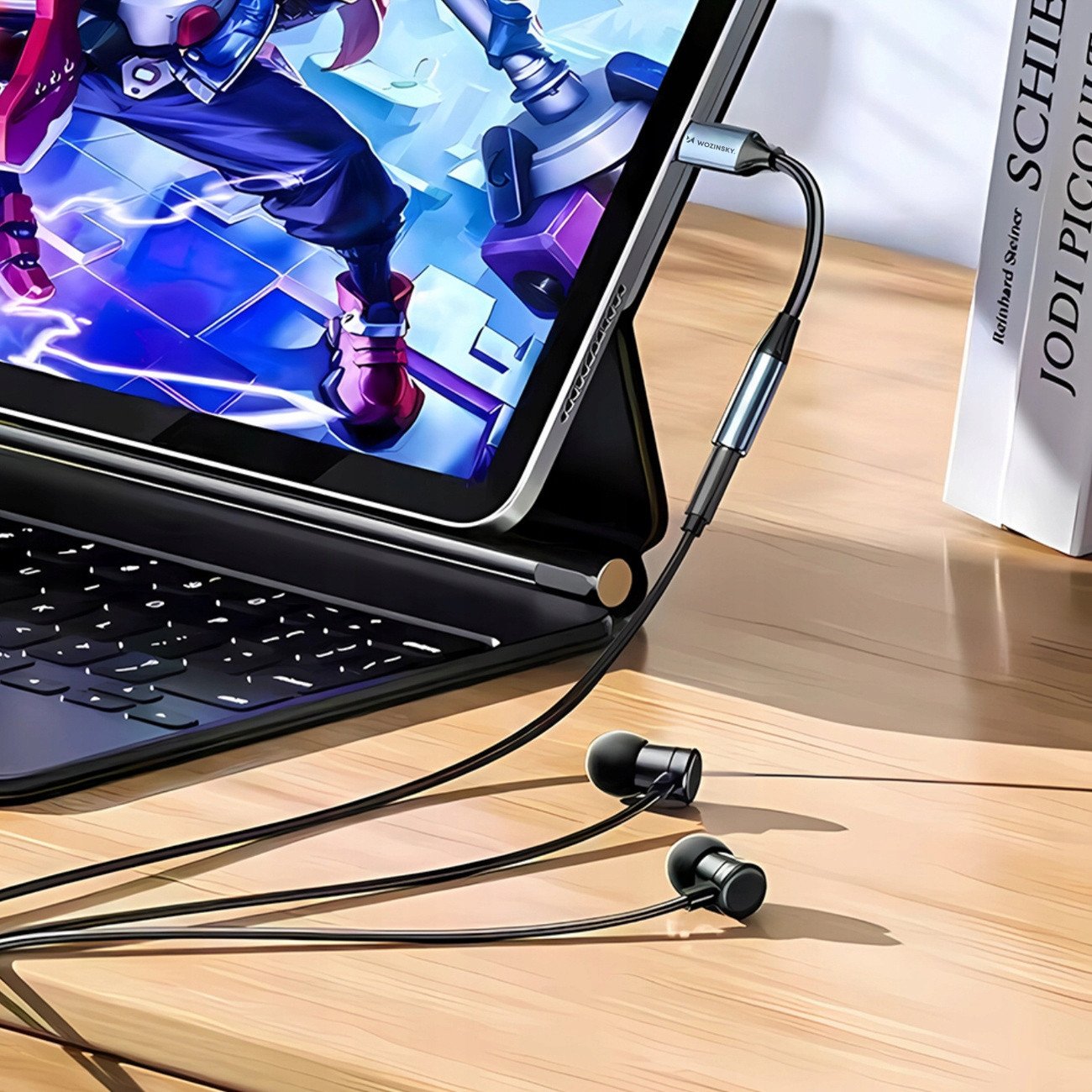 Adapter audio Wozinsky WALJ-01 Lightning në 3.5 mm, për iPhone dhe iPad, i zi