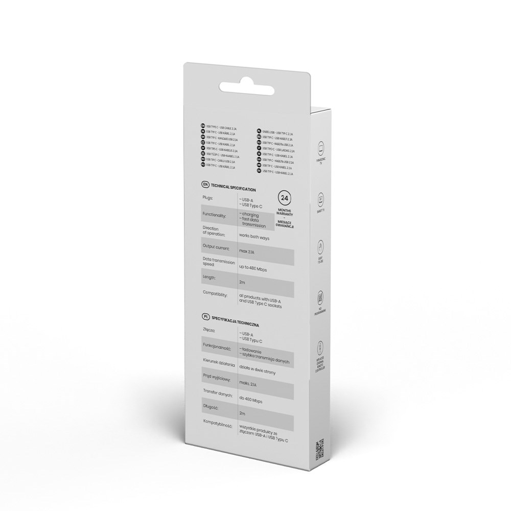 Кабел Savio, USB A/USB C, 2 m