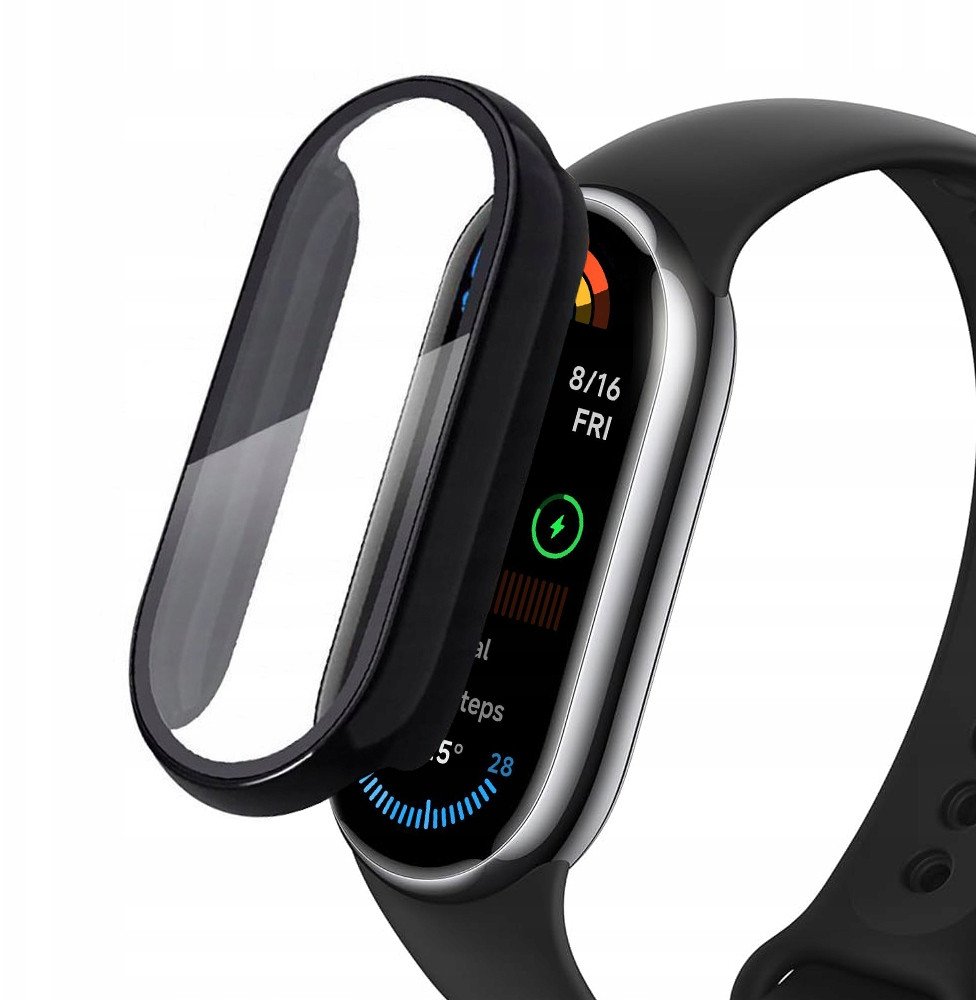 Mbulesë mbrojtëse Tech-Protect Defense për Xiaomi Smart Band 10, me xham të integruar, e zezë