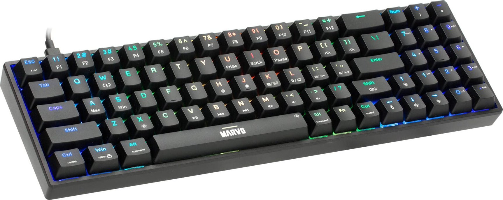 Tastierë gaming Marvo SHOGO 78, mekanike, me kabllo USB, me ndriçim RGB, e zezë