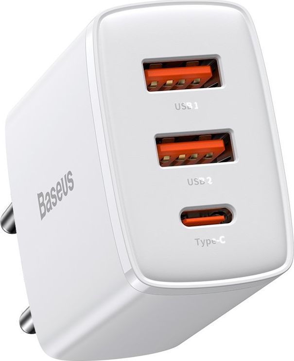 Полнач Baseus CCXJ-E02 со 2x USB-A и 1x USB-C, 3A, бел