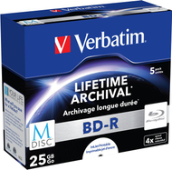 Disk Verbatim BD-R M-Disc, 25GB, 5 copë