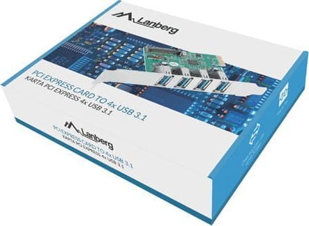 Kartelë PCI Express Lanberg PCE-US3-004, 4x USB 3.1 Gen 1, 5 Gbps, e zezë