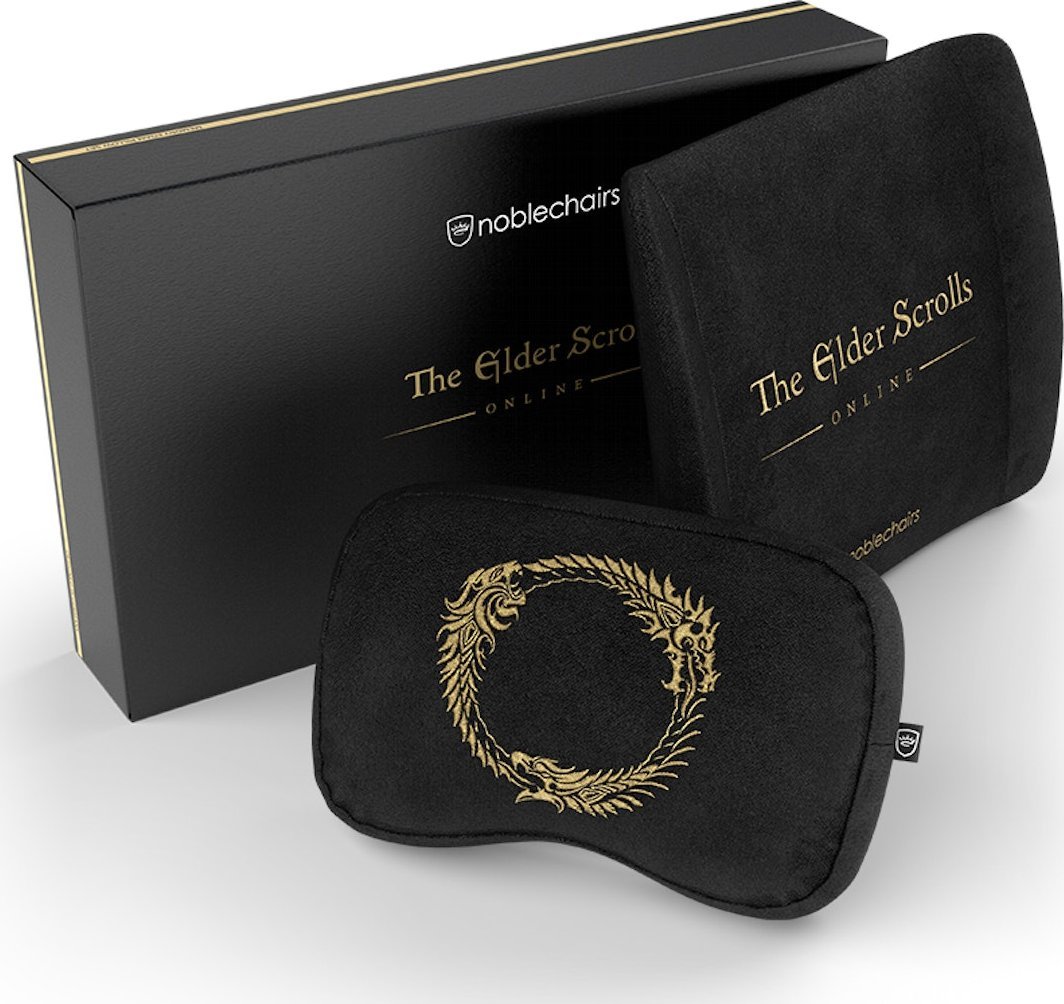 Set jastëkësh memory foam noblechairs The Elder Scrolls Online, për qafë dhe shpinë, i zi
