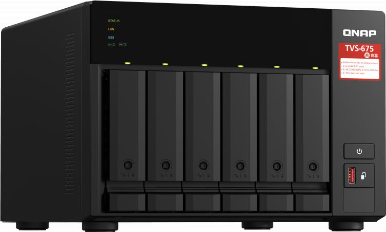 File server NAS QNAP TVS-675-8G, 8GB RAM, 2.5GbE, gri
