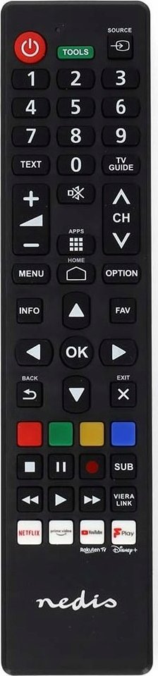 Telekomandë Nedis për TV Panasonic Sharp, butona Netflix Amazon Prime YouTube, e zezë