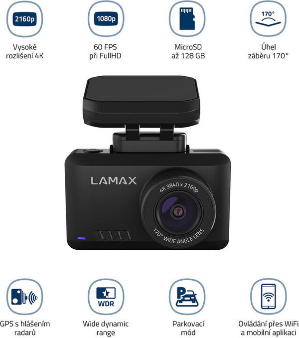 [OUTLET] Kamerë për makinë LAMAX T10, 4K, GPS, e zezë