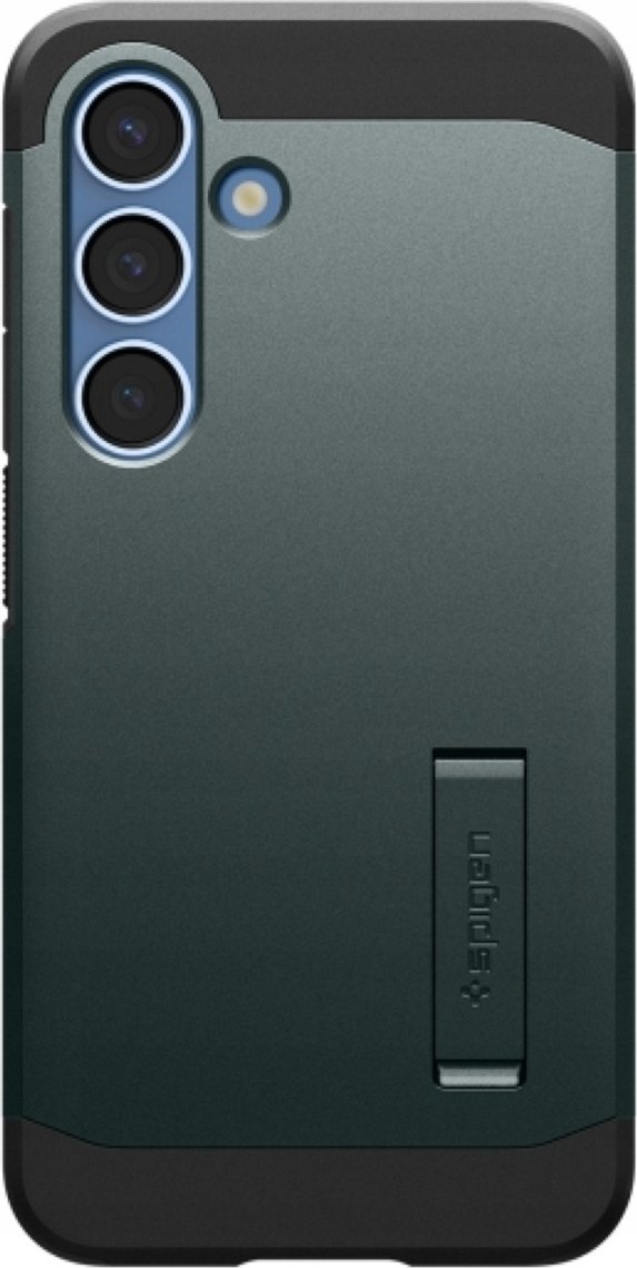 Mbrojtëse telefoni Spigen Tough Armor MagSafe, Samsung Galaxy S25 Plus, këmbë mbështetëse, jeshile Abyss