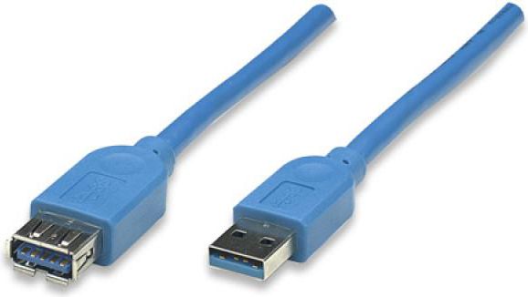 Kabllo Manhattan USB A - USB A 322379, 2m, e kaltër