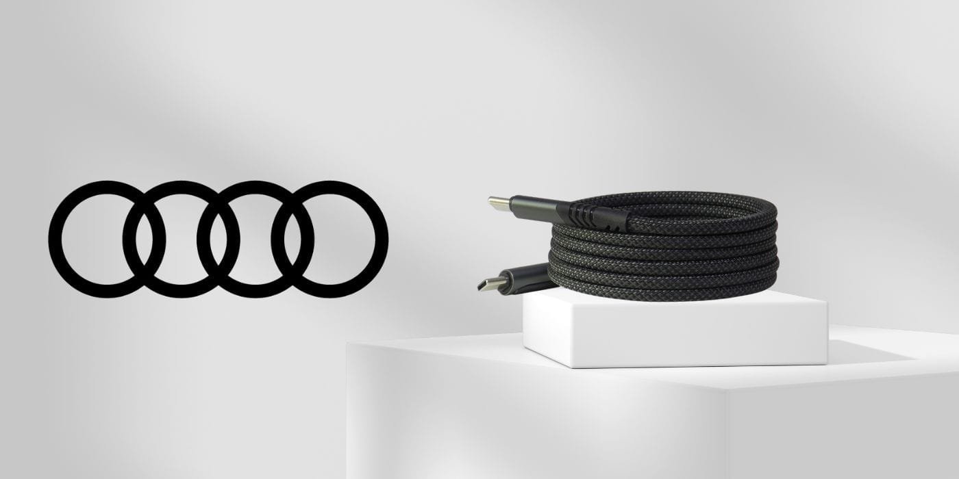 Kabllo karikimi Audi USB C në USB C 2.0, 60W, 1.2m, e zezë