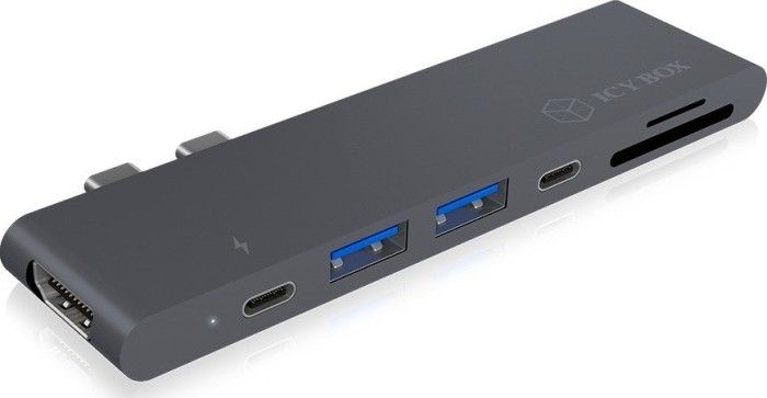 Stacion dokimi Icy Box DK4037a-2C, Thunderbolt 3, i hirtë