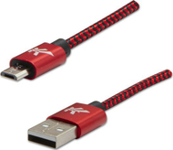 Kabllo USB Logo USB A në microUSB, 1m, 5V 2A, e zezë e kuqe