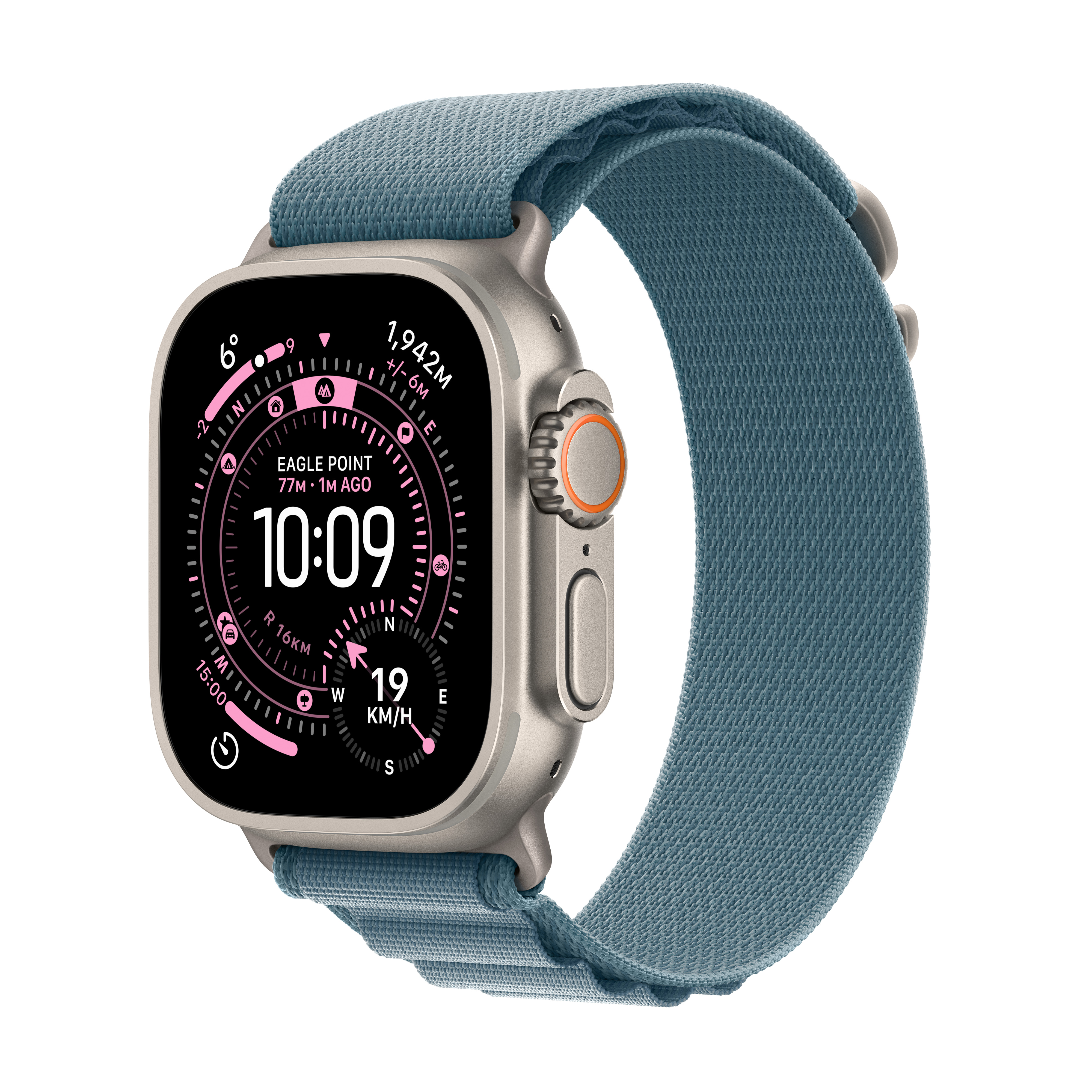 Apple Watch Ultra 3 Cellular 49mm Natural Titanium Case with Light Blue Alpine Loop, Large