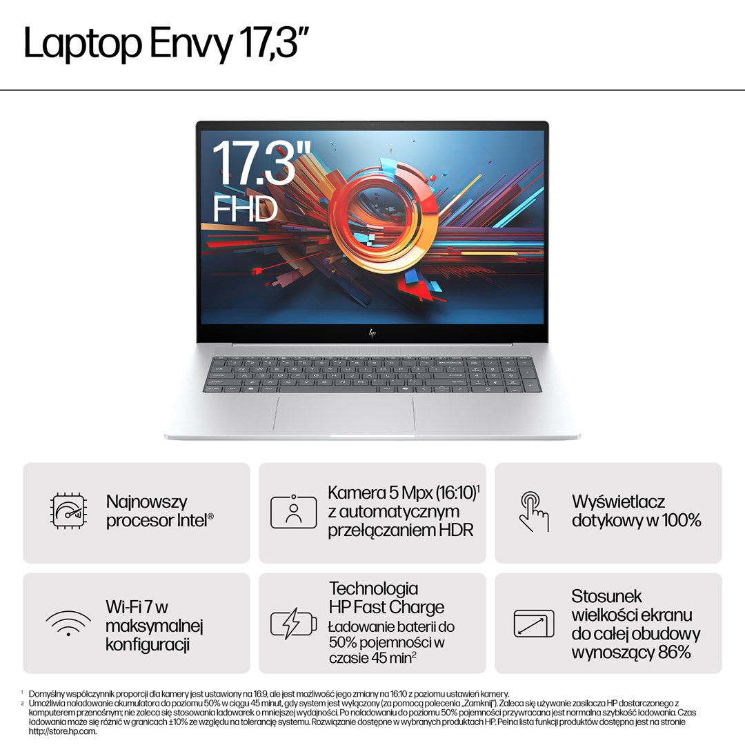 Лаптоп HP ENVY 17-da0004nw, 17.3", Intel 155H, 16 GB RAM, 1 TB SSD, i argjendtë