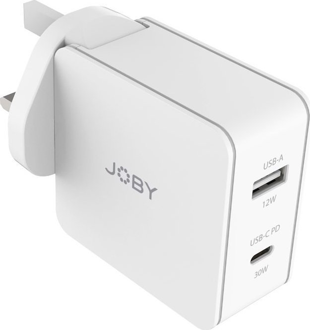Полнач за ѕид JOBY 42W Dual Output, USB C PD 30W, USB A 12W, бел