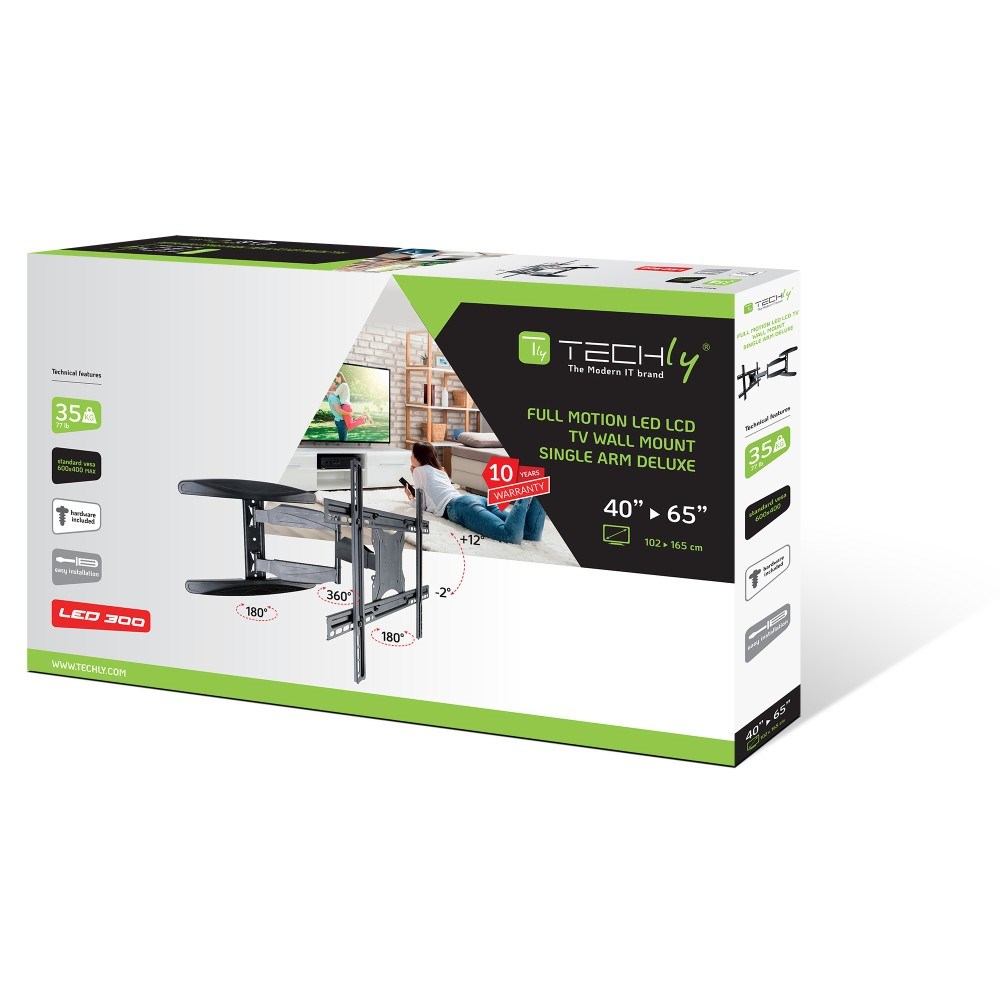 Mbajtëse muri për TV Techly, 40-65", 35kg, e zezë