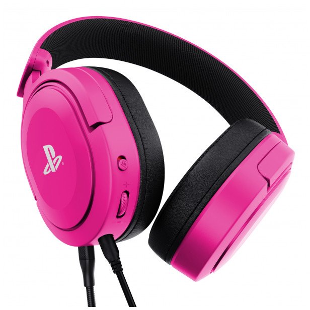 Kufje gaming Trust GXT 498P Forta, me kabllo, për PS5, rozë