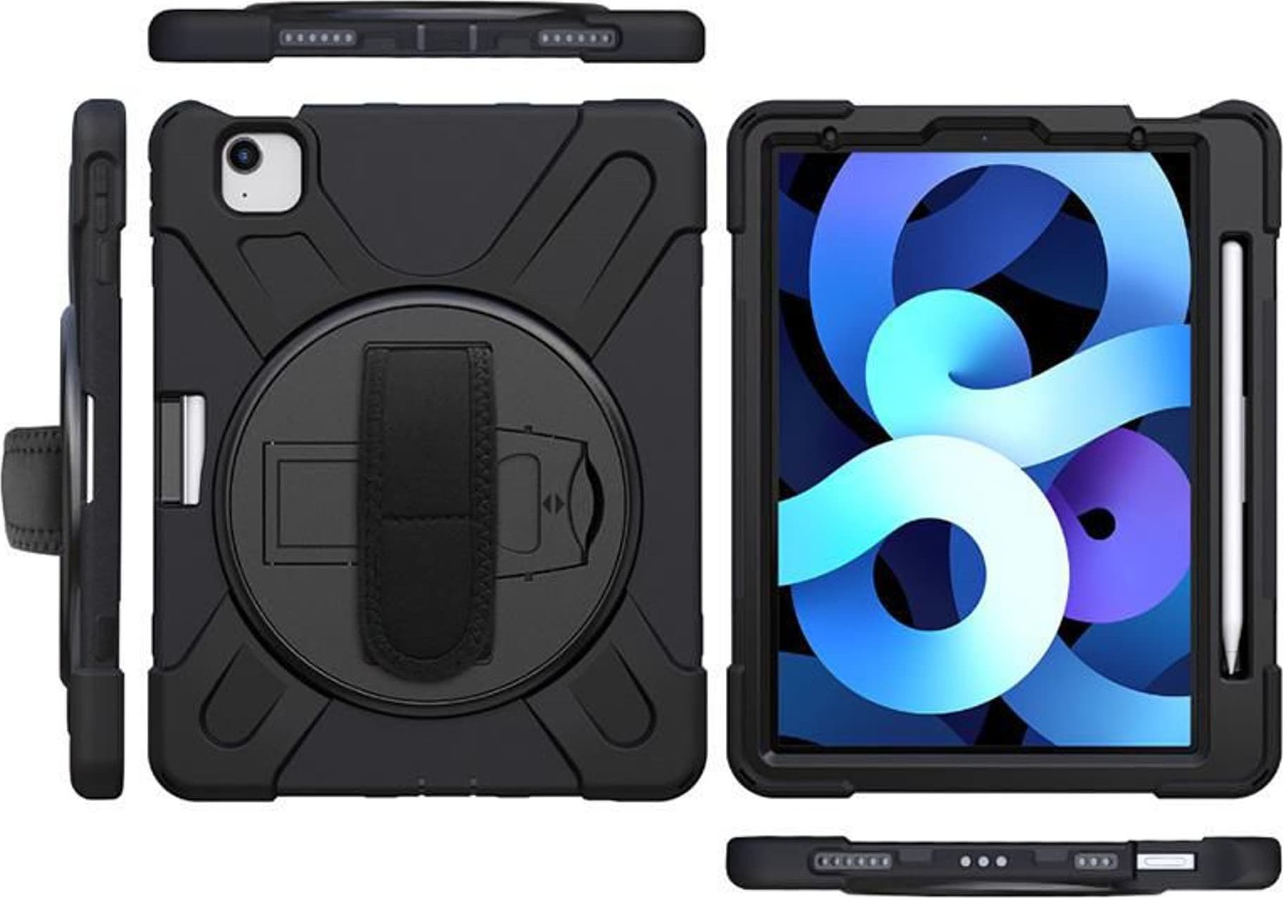 Mbulesë tablet eStuff Defender Case, për iPad Air 10.9" 2020 2022, me mbrojtës ekrani, e zezë