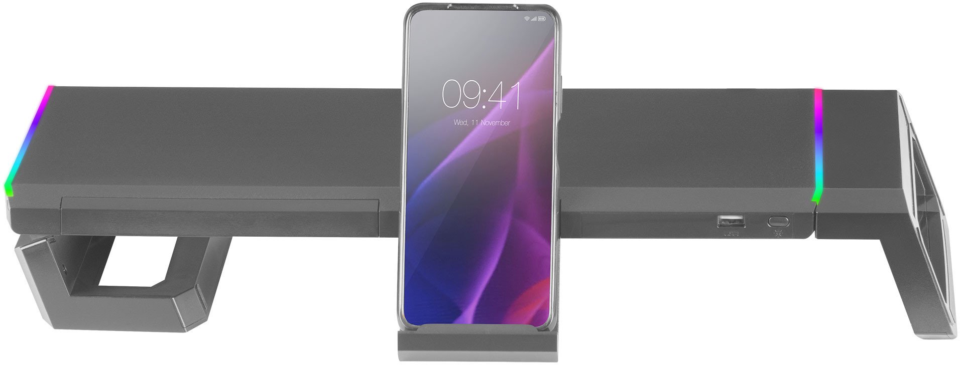 Mbajtëse monitori Mars Gaming MGS-ONE, Chroma RGB, madhësi e rregullueshme, e zezë