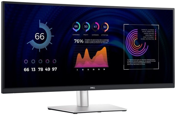 Monitor Dell Professional P3424WE, 34", WQHD, i zi/ argjendtë