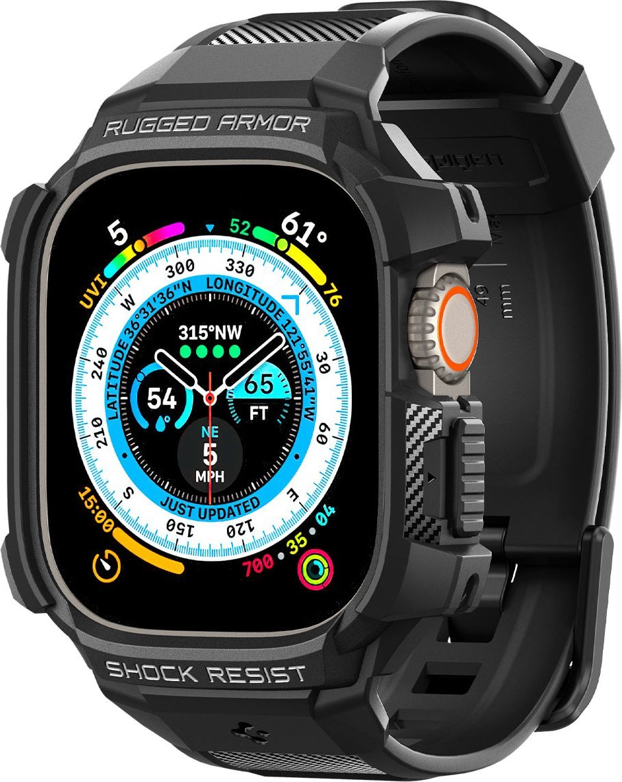 Kësë dhe rrip për orë Spigen Rugged Armor Pro, Apple Watch Ultra 49mm, i zi