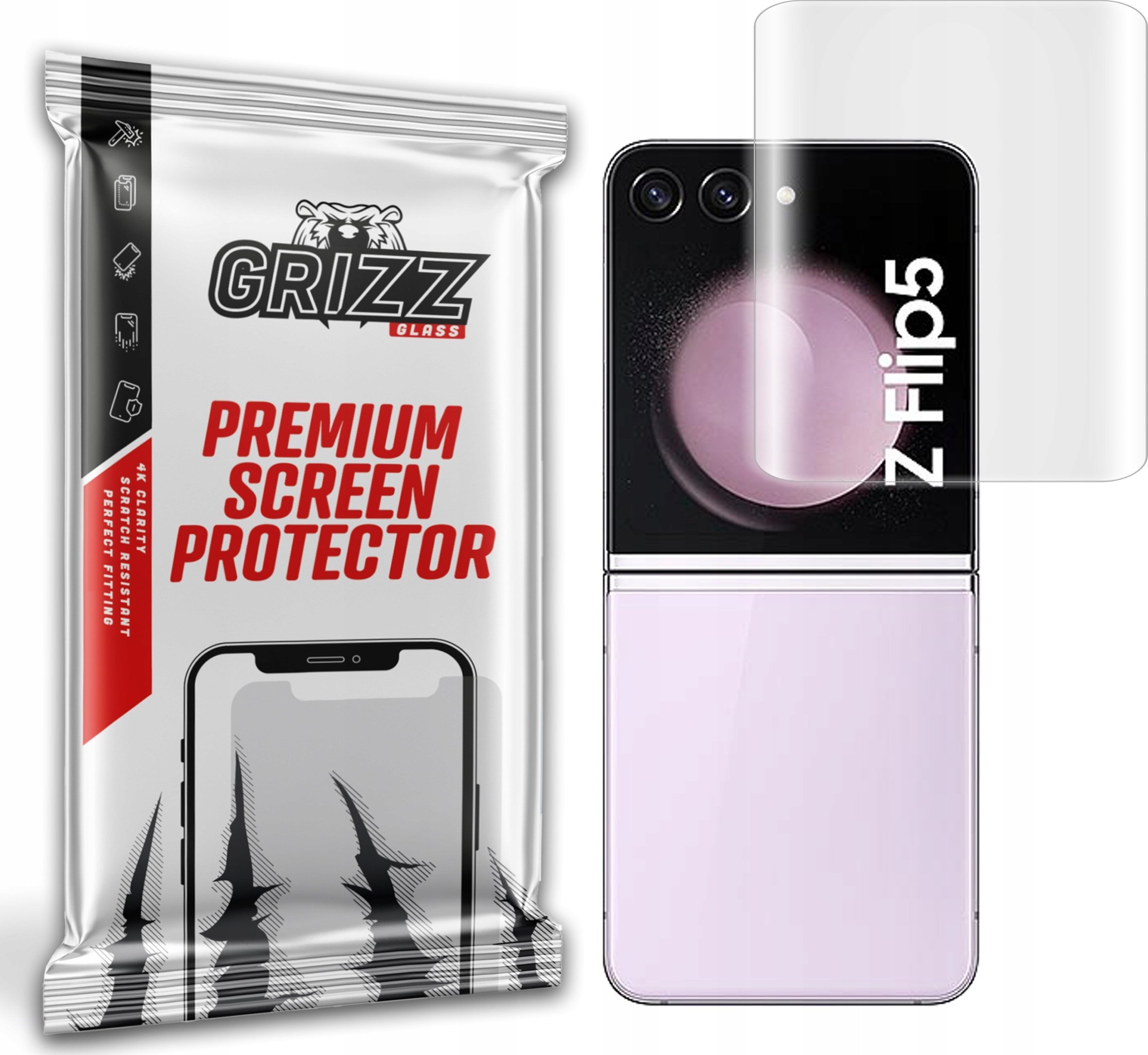 Mbrojtëse ekrani GrizzGlass Hydrofilm për Samsung Galaxy Z Flip5, hidrogel fleksibël, transparente