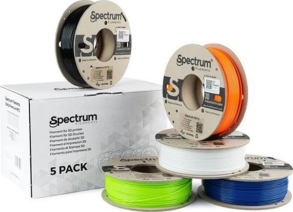 Filament 3D Spectrum Premium PET-G, 1.75mm, 5x250g, set multingjyrësh