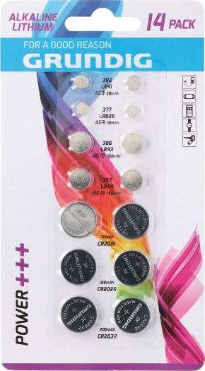 Set baterish Grundig, 14 copë, alkaline lithium
