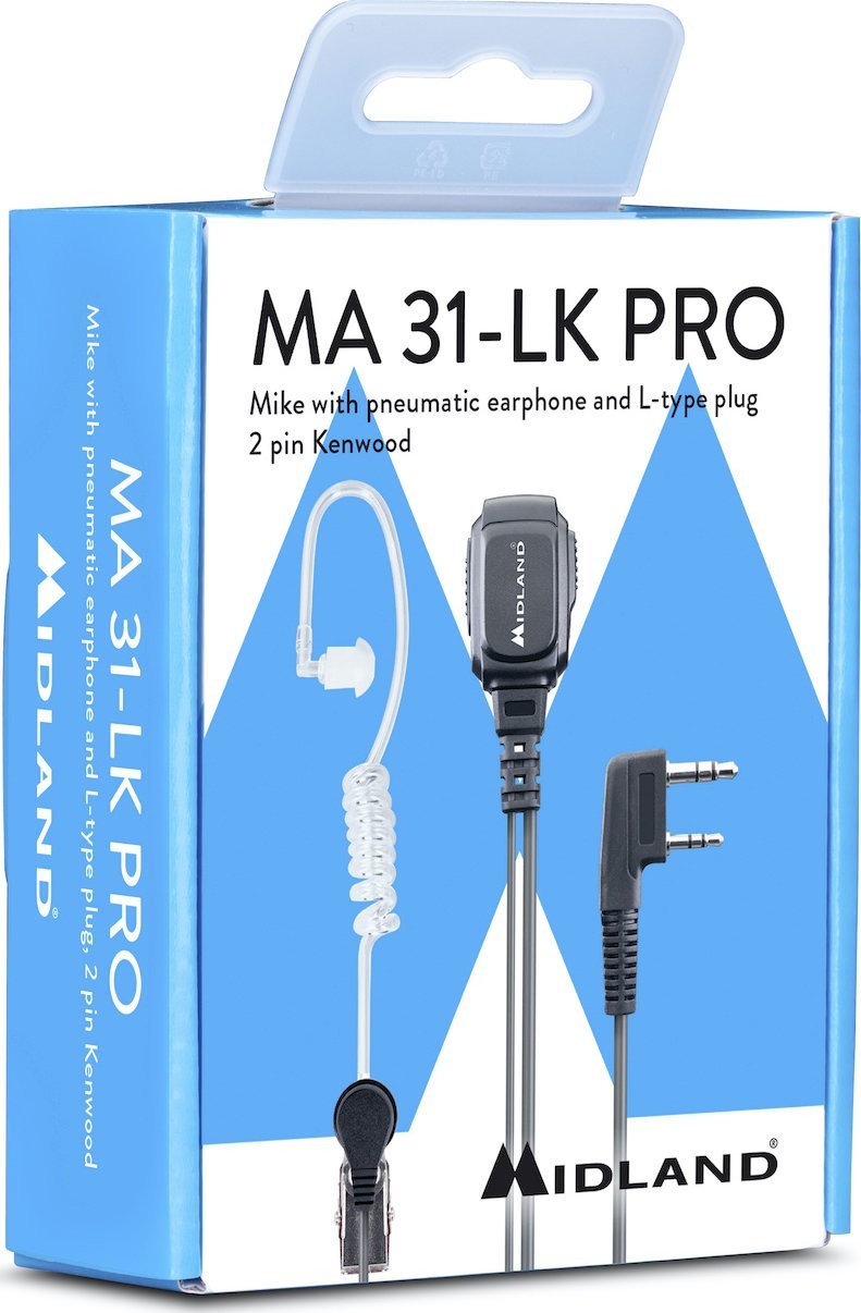 Kufje sigurie Midland MA31 LK Pro, për radio Kenwood, e zezë