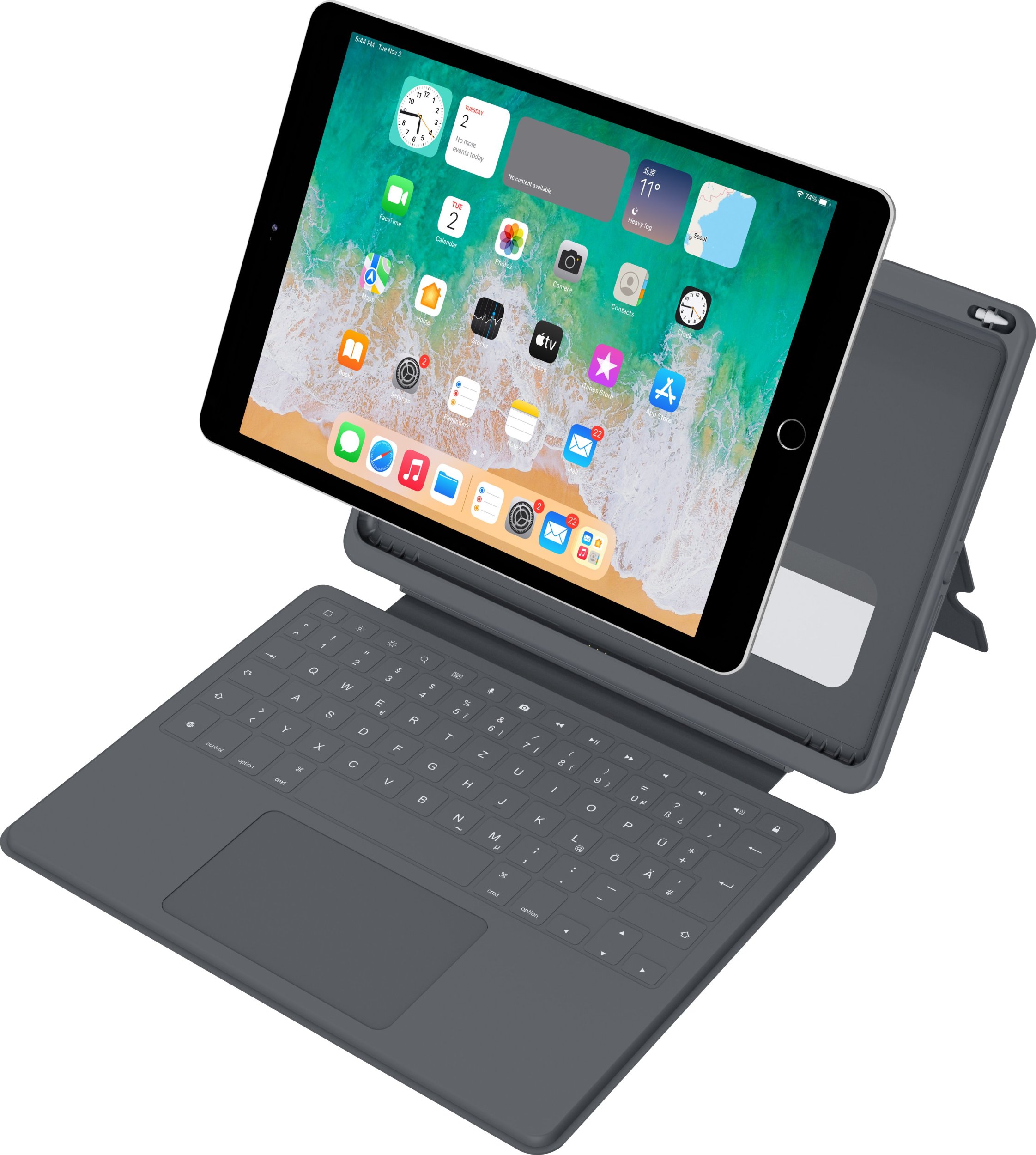 Тастатура Deqster Smart And Robust за iPad 10.2", германски QWERTZ распоред, сива