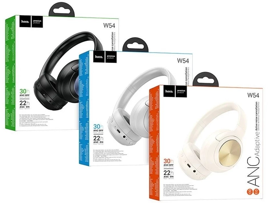 Kufje wireless Hoco W54 ANC Over Ear, Bluetooth, anulim aktiv i zhurmës, gri