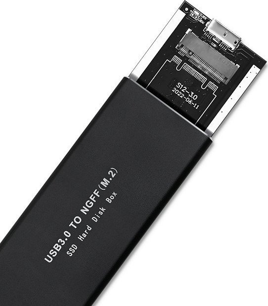 Надворешно куќиште за SSD M.2 SATA QOLTEC 51854, NGFF, црно