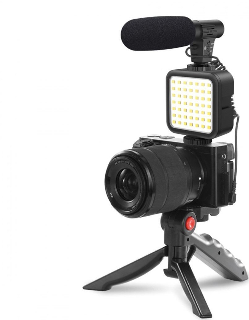 Set vlogimi Platinet Vlog 4in1 PMVG4IN1, mikrofon, dritë LED, mbajtëse telefoni