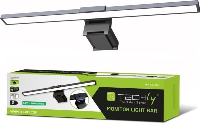 Lampë screenbar për monitor Techly I-LAMP-DSK11, 66 LED, sensor drite, e zezë