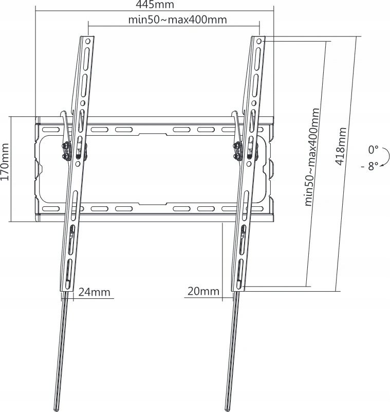 Mbajtëse muri TV KIVI BASIC-44T, 32-70", deri 45kg, e zezë