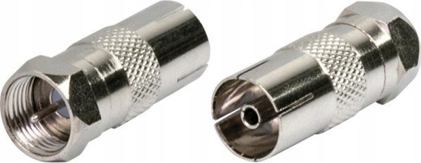 Konektor antene i drejtë F në TV, koaksial 7 mm, metalik argjendtë