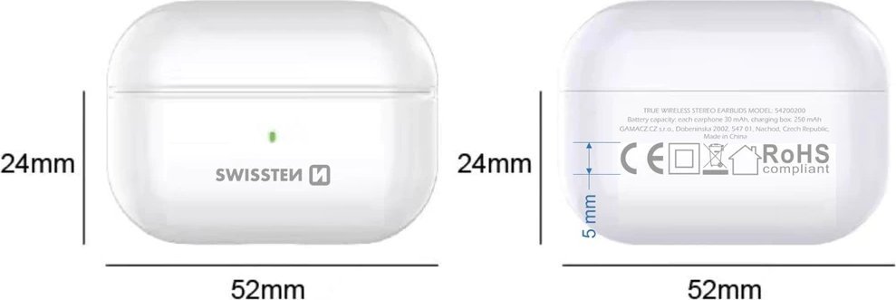 Kufje Bluetooth Swissten Minipods 54200200, pa tel, të bardha