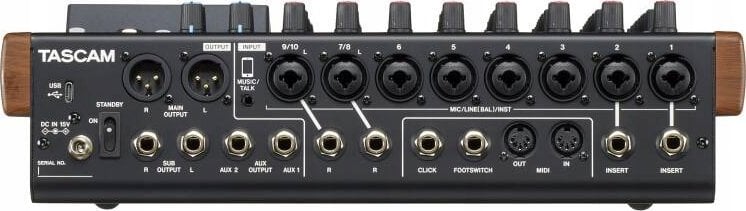 Mikser audio Tascam Model 12, 10 kanale, regjistrues 12 pista, i zi me dru