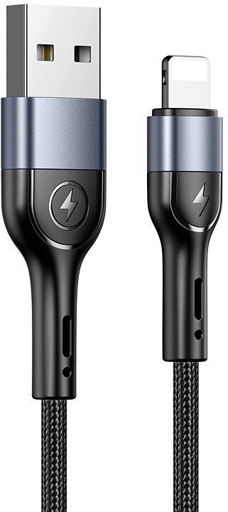 USAMS Плетен кабел за полнење U55, 1 m, 2A, Црн