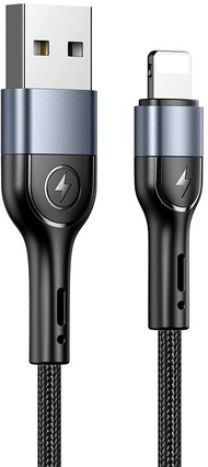 USAMS Плетен кабел за полнење U55, 1 m, 2A, Црн