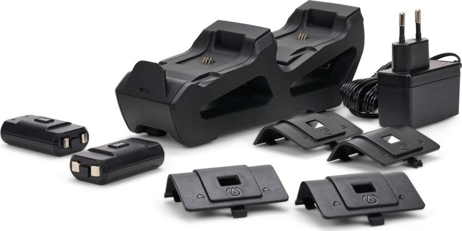 Stacion karikues për gamepad Xbox, dual, me bateri, i zi