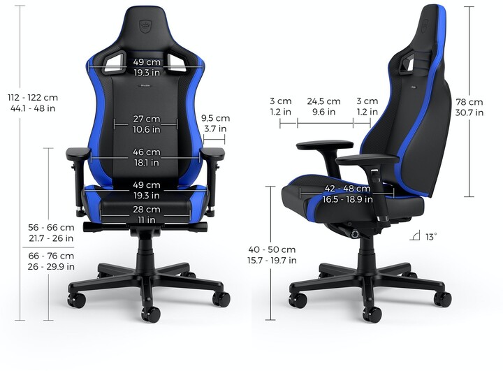 Столче за игра Noblechairs EPIC Compact, црна / сина