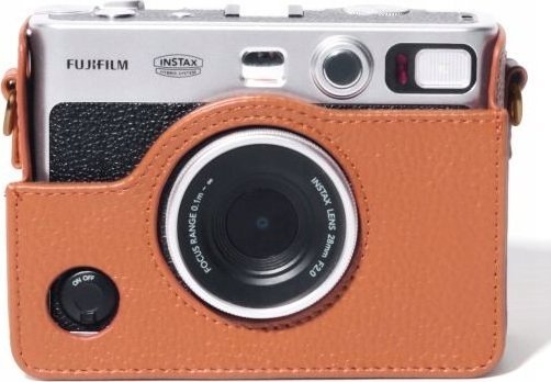 Këllëf aparati LoveInstant për Fujifilm Instax Mini Evo, lëkurë eko, me rrip, kafe