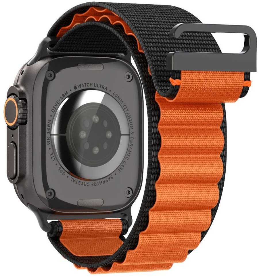 Rrip smartwatch Spigen WBF1 për Apple Watch 44 45 46 49mm, najlon, i zi portokalli